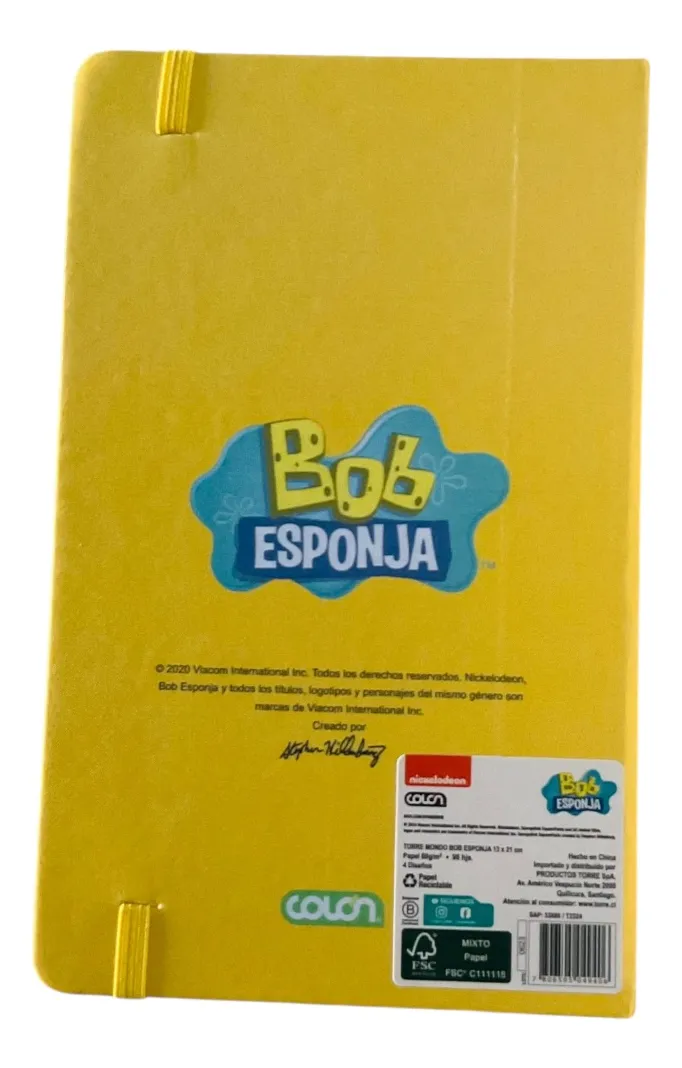 Libreta Bob Esponja + Bolígrafo Negro de Regalo