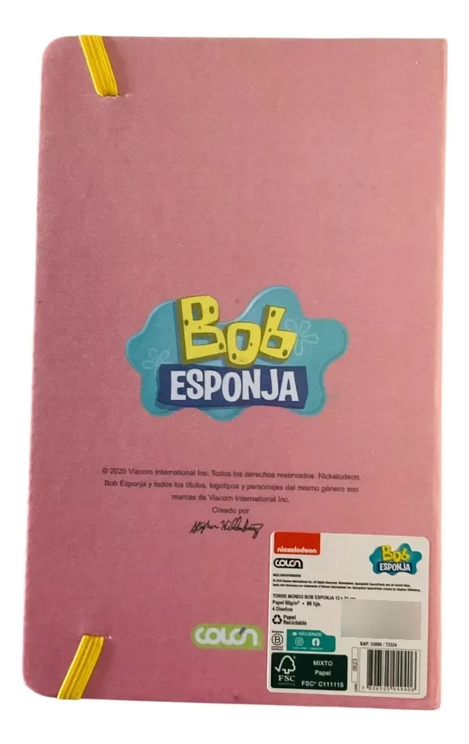 Libreta Bob Esponja + Bolígrafo Negro de Regalo