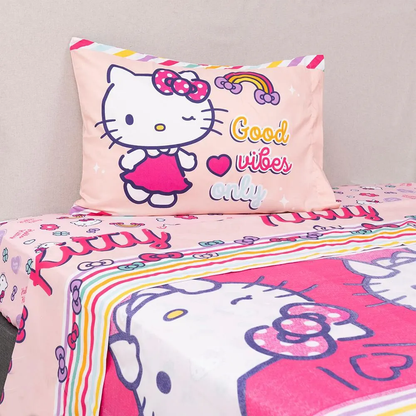 Plumón Reversible Hello Kitty Sparkle Sanrio 1.5 Plazas con Funda
